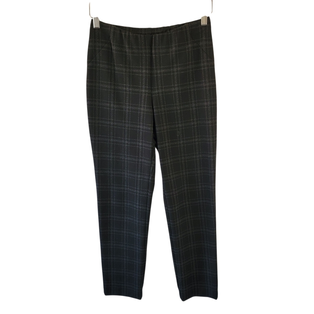 J. Jill Ponte Slim Leg Pant Women Sz XS Gray Plaid Mid Rise Preppy Academia Y2K